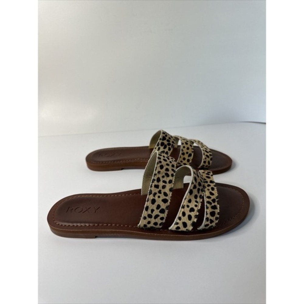 Roxy Women's Wyld Rose Leather Sandals CD4 Cheetah Print Size US 7. Very Good. - Picture 8 of 11